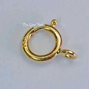 6mm 18k Solid Yellow Gold Spring Ring Clasp With OPEN Jump Ring Made In USA - Picture 1 of 9