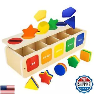 Lynncare Wooden Montessori Toy for 1 2 Year Old, Shape and Color Sorting Matc - Picture 1 of 5