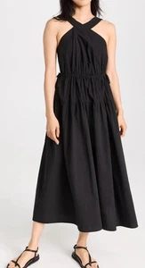 Madewell Poplin Haltered Tiered Maxi Dress Size 6 Black - Picture 1 of 13