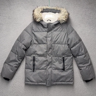 Abercrombie Kids Parka Jacket Girls 13/14 Gray Sherpa Lined Faux Fur Hood Trim - Image 1 of 4
