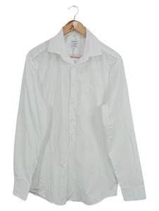 Camicia business ricamata seta uomo manica lunga tinta unita cotone bianco L - Foto 1 di 4