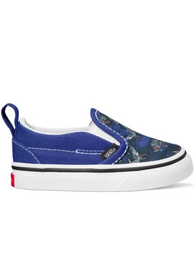 Vans Zapatos sin cordones V Niño Pequeño Talla 9.5 Robótico Dino Azul/Verdadero Blanco Comodidad NUEVO Foto 1 de 4