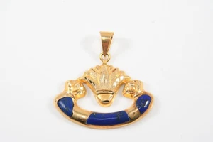 C31A03- Pendentif or 750 18 carats avec motif lapis-lazuli et égyptien - Photo 1/12