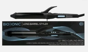 Bio Ionic Long Barrel Styler Ceramic Curling Iron 1.5 inch Black Z-FGTST-CL1.5 - Picture 1 of 7