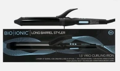 Bio Ionic Long Barrel Styler Ceramic Curling Iron 1.5 inch Black Z-FGTST-CL1.5 - Image 1 of 4