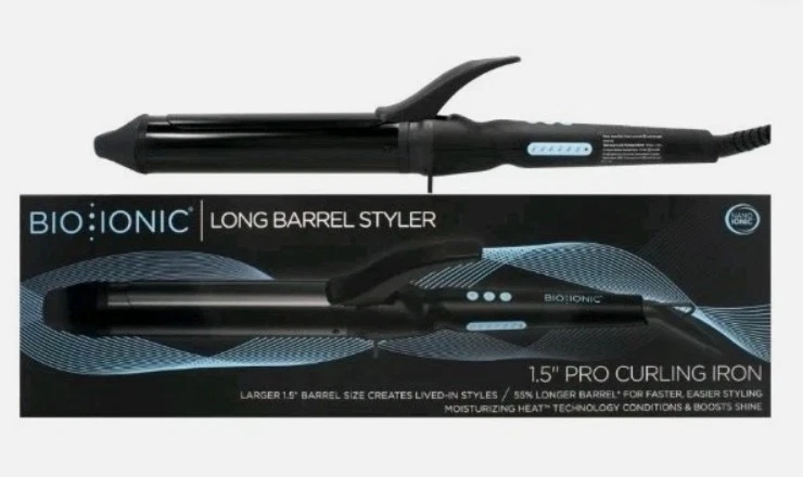 Bio Ionic Long Barrel Styler Ceramic Curling Iron 1.5 inch Black Z-FGTST-CL1.5 - Image 1 of 4