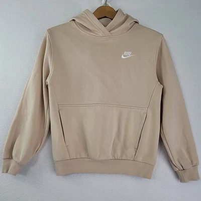 Nike Sudadera con Capucha Beige Pullover Sudadera Frontal Canguro Bolsillo Informal Logo Juvenil M Foto 1 de 4