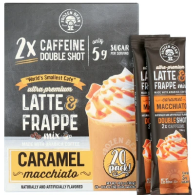 THE FROZEN BEAN Frozen Bean Ultra-Premium Caramel Macchiato Latte & Frappe Drink Mix 20 Pk