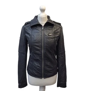 Superdry Chaqueta Corta De Cuero Slim Fitted Negra Para Mujer XS 6 - Imagen 1 de 5