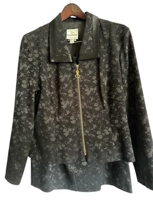✨Juego de traje falda y chaqueta vintage Joseph Ribkoff talla 16, negro sobre negro floral Foto 1 de 4