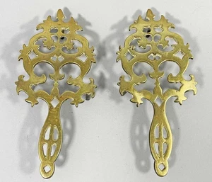 PAIR of VICTORIAN BRASS TRIVETS ANTIQUE 1860 flat iron stands Decorative trivit - Picture 1 of 5