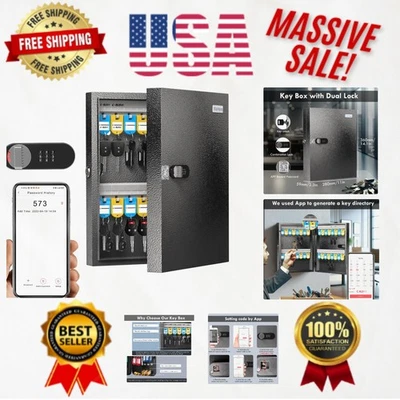 Compact and Sturdy 32 Key Lock Box for Home & Office - Dual Unlock Options - Image 1 of 4