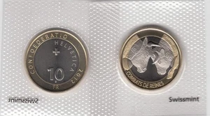 SWITZERLAND BIMETALLIC 10 FRANCS COIN 2012 COW FIGHTING UNC - Picture 1 of 2
