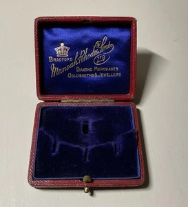 Rote Leder Schmuck Vitrine Manoah Rhodes & Sons Of Bradford England Antik - Bild 1 von 17