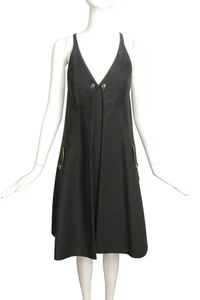 GEOFFREY BEE - 90er Jahre schwarzes Baumwoll A-Linien Kleid, Größe 4 - Bild 1 von 5