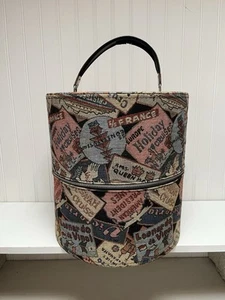 Vintage 1960's American International Cruise Travel Motifs Tapestry Hat Wig Box - Picture 1 of 10