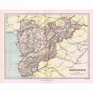MERIONETHSHIRE - Antique Map 1894 by William MacKenzie - Picture 1 of 1