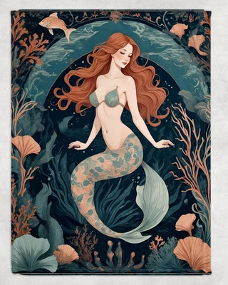 Manta Diosa del Océano, Selkie Sirena Fleece Throw, Decoración Costera Regalo Foto 1 de 4