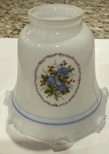 Lamp Shade Ceiling Pendant Light Fixture Bridge Arm or Chandelier Blue Roses - Bild 1 von 1
