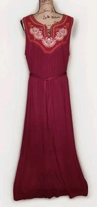 Luxology - Magenta Embroidered Yoke Knit Sleeveless Maxi Dress - Women's Size 2X - Picture 1 of 3