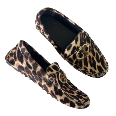 Tory Burch Gemini Link Drivers Mocasines de Conducción Estampado de Leopardo Zapatos de Becerro 6 Foto 1 de 4