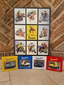 Insegna metallo scooter Vespa + set pressofuso miniature - Nuovo in scatola - Foto 1 di 10