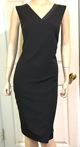 Neu mit Etikett neu St John angedeutetes kleines schwarzes Kleid mit Lederbesatz Größe 10 - Bild 1 von 10