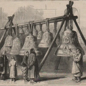 Saint-Pétersbourg Cloches offertes Czar Eglise Bulgarie - Gravure de presse 1878 - Imagen 1 de 2