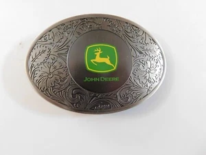 NEW JOHN DEERE ENAMEL BELT BUCKLE SPEC CAST ETCHED ENGRAVED RARE OVAL DEER LOGO - Picture 1 of 2