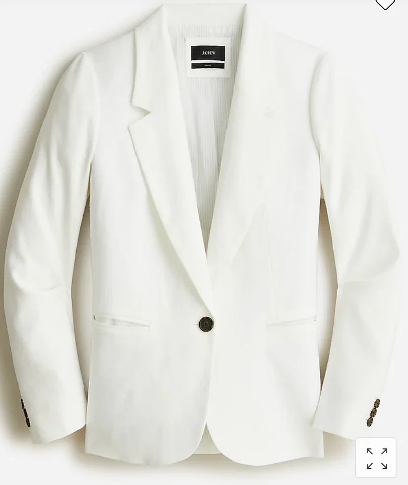 J.Crew $198 Parke Blazer Stretch Linen Blend White Size 4 BF427 - Image 1 of 4