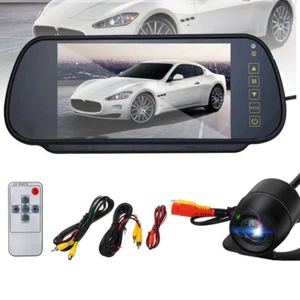 7" Car Rear View Mirror Monitor System+Night Vision Backup Camera Remote Control - Picture 1 of 10