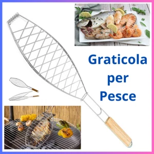 Graticola pesce griglia per barbecue griglie camino caminetto grigliata montagna - Foto 1 di 5