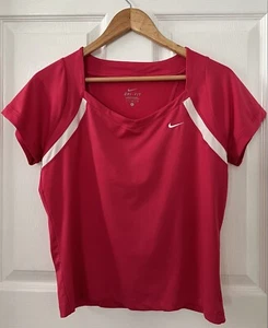 Camiseta Nike DRI-FIT Running Manga Corta Mujer Talla L Rojo Blanco Logo Usada en Excelente Condición - Imagen 1 de 11