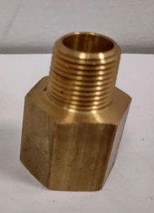 Brass Straight Adapter 1/2" BSPP Female x 3/8" NPT Male - Picture 1 of 3