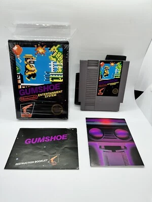 Gumshoe Nintendo NES Completo CIB 5 Tornillos Pestaña Colgante Caja Negra ¡Casi Como Nuevo En Violonchelo! Foto 1 de 4
