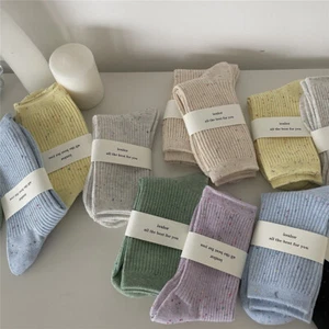 5 paia calze donna girocollo cotone metà polpaccio caviglia sport causale classiche multicolore 5-9 - Foto 1 di 12