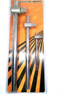 Set Chiave a T Leva 3 Pz 1/2" 3/8" 1/4" Con Attacco Quadro Scorrevole in Acciaio - Foto 1 di 6