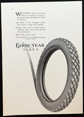 Anuncio impreso antiguo original publicidad neumáticos Good Year 1916 Foto 1 de 2