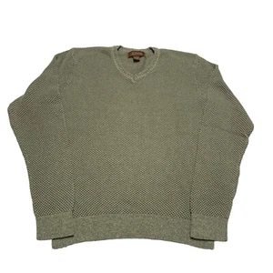 Tasso Elba Mens Sweater Size Small V-Neck Knit Cotton Olive Green Textured - Picture 1 of 15