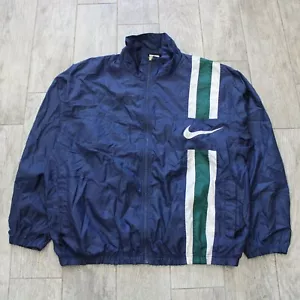 Chaqueta cortavientos Nike años 90 vintage verde marino blanco logotipo grande para hombre talla XLarge - Imagen 1 de 9