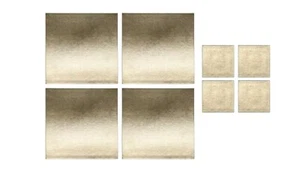 Reversible 4Placements And 4Coasters Set Gold (8Piece) Square New FREE POST - Picture 1 of 1