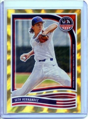 Seth Hernandez 2024 Panini Stars & Stripes Gold Lightning SP #4/10 - Image 1 of 2