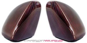 VW Golf MK7 VII Red Carbon Fibre Fiber Replacement Mirrors - Exclusive Range - Picture 1 of 7