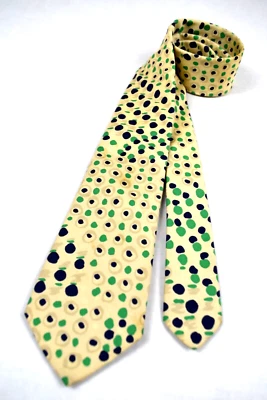 Corbata de Colección Alex Originals Hecha a Mano Años 60 70 Azul Verde Punto Dabs Marfil 55 x 3.25 Foto 1 de 4