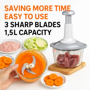 Manual Food Processor Hand Chopper Vegetable Cutter Garlic Onion Dicer UK - Picture 1 of 10