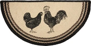Braided Rooster Hearth or Doorway Rug Half Circle w/ Nonslip Pad 33" Sawyer Mill - Picture 1 of 11