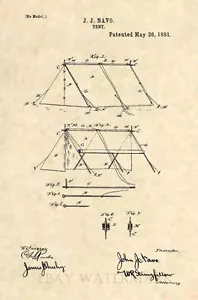 Official Camping Tent US Patent Art Print - Antique Vintage Hiking Boy Scouts 89 - Picture 1 of 3
