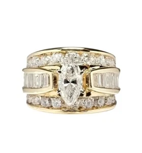 Glamorous Triple-Row CZ Stone Fashion Ring - Picture 1 of 2