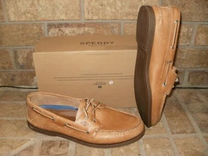 NEW SPERRY TOPSIDER 2 EYE A/O SAHARA TAN LEATHER MENS BOAT SHOE 0197640 MSRP$110 - Picture 1 of 5