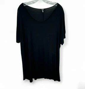 Jones New York Women's Plus T-Shirt 1X Black Tunic Cut Out Short Sleeves - Picture 1 of 5